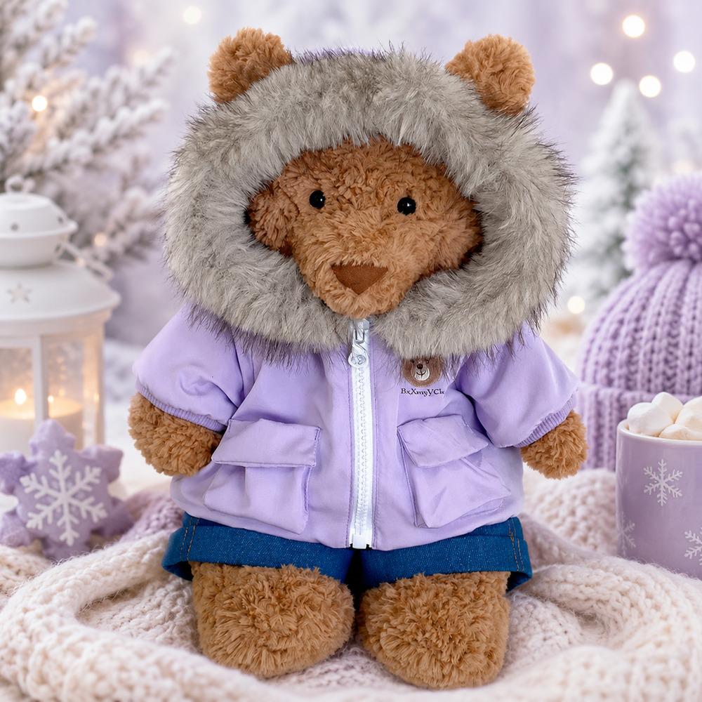 Purple Hooded Puffer Jacket for Bartholomew Bear Plush – 10 Inch [BXYC-45-10IN]